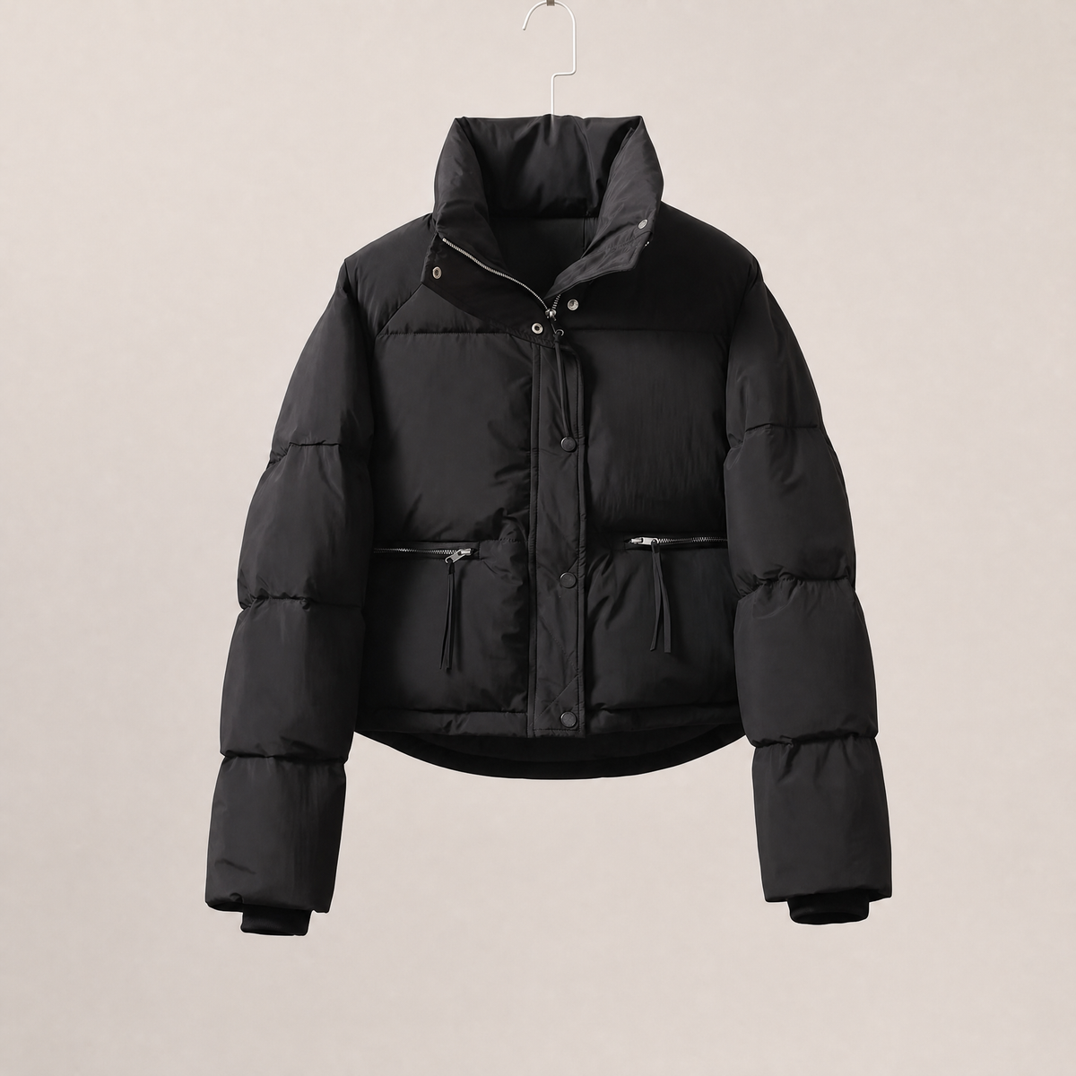 Dahlia Contrast-Collar Winter Coat - Black