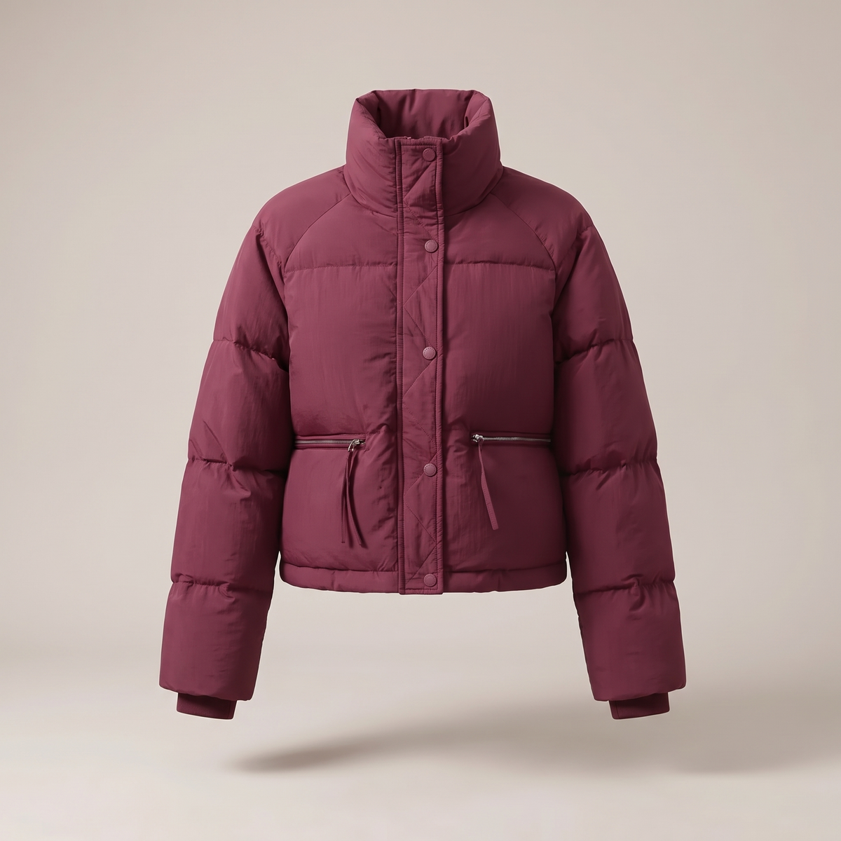 Dahlia Contrast-Collar Winter Coat - Cherry Red