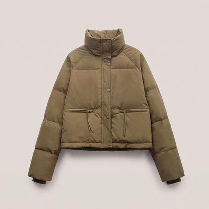 Dahlia Contrast-Collar Winter Coat - Mocha