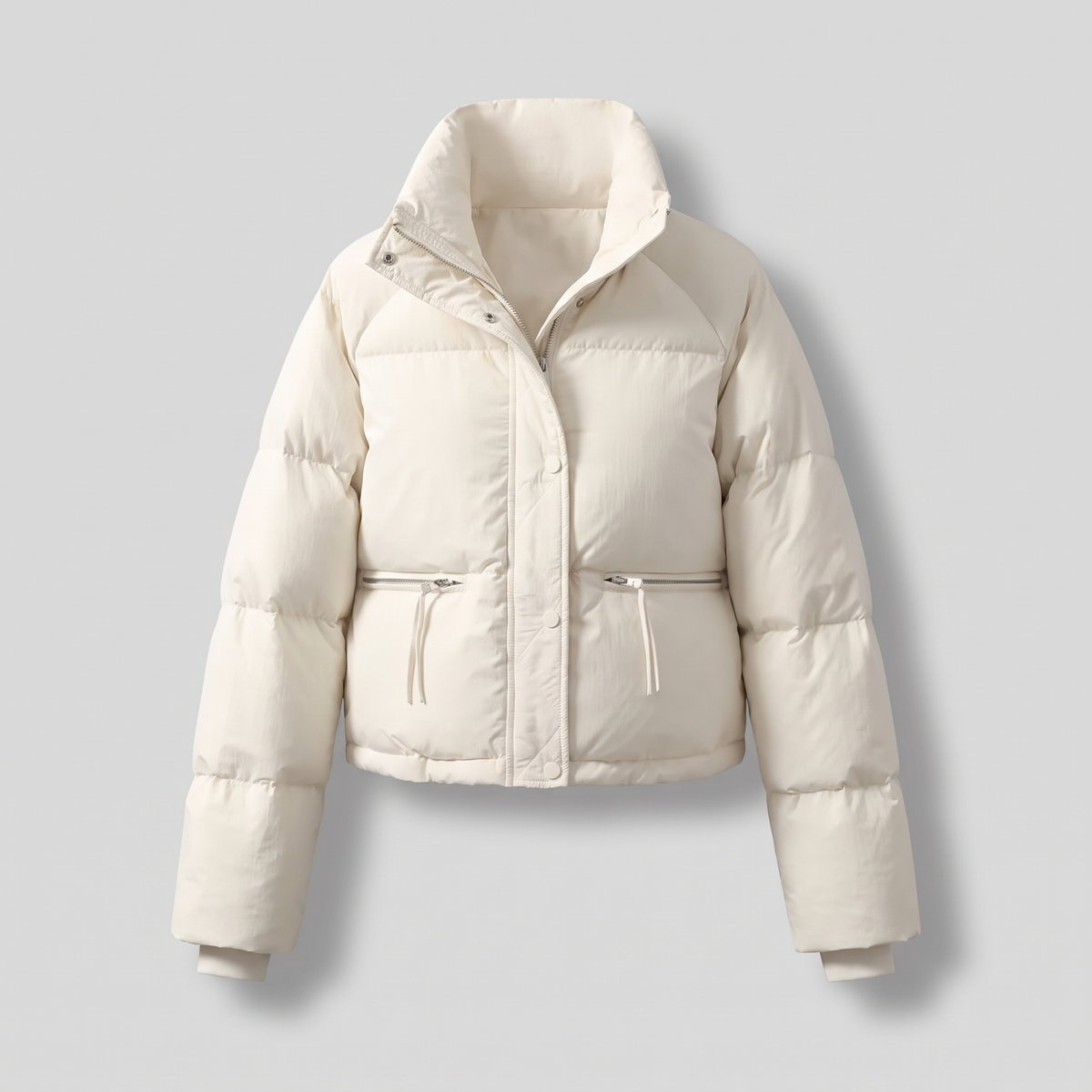 Dahlia Contrast-Collar Winter Coat - White