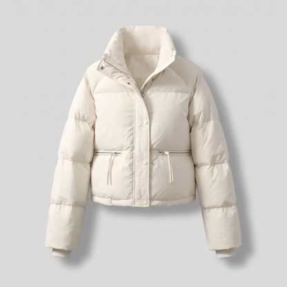 Dahlia Contrast-Collar Winter Coat - White