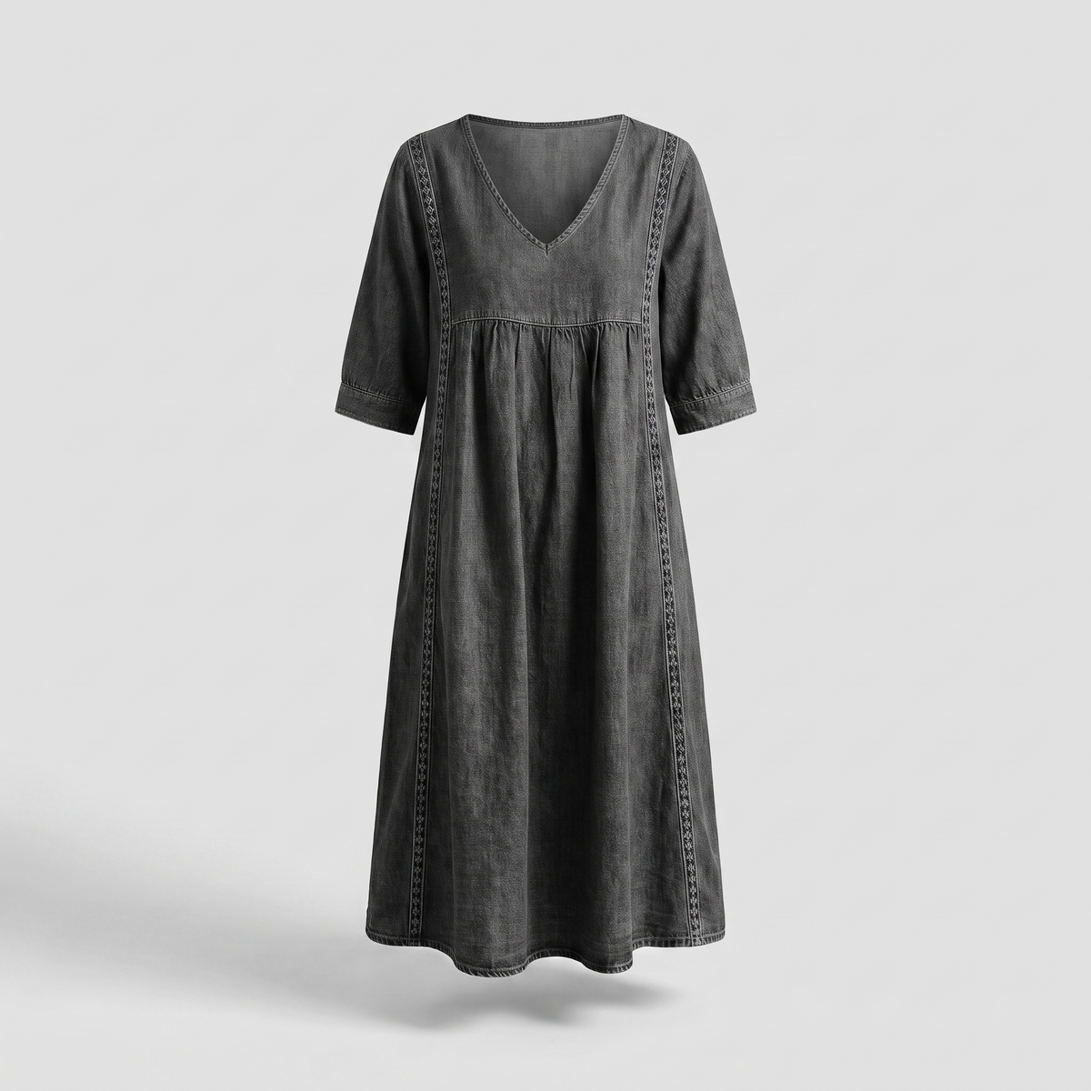 Daisy Lace Trim Dress - Black