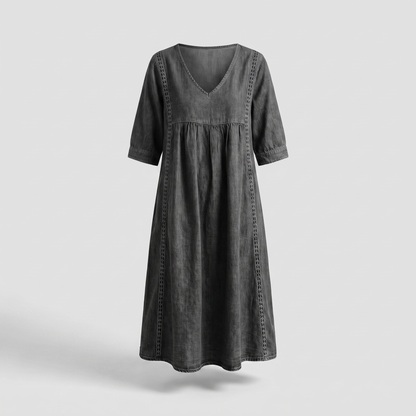Daisy Lace Trim Dress - Black