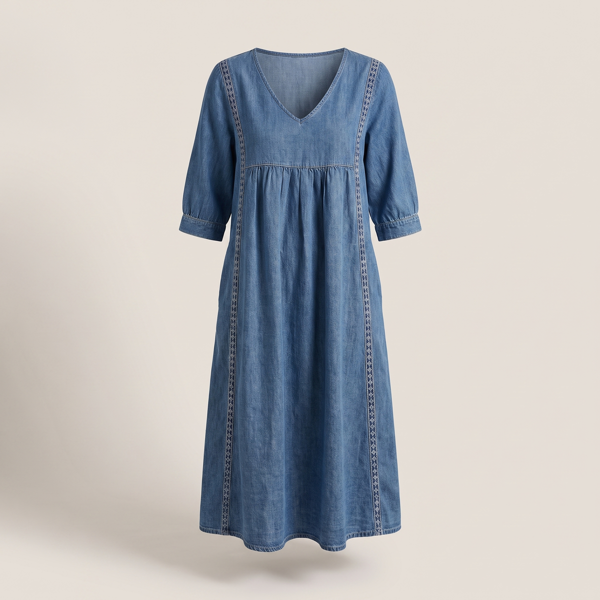 Daisy Lace Trim Dress - Blue