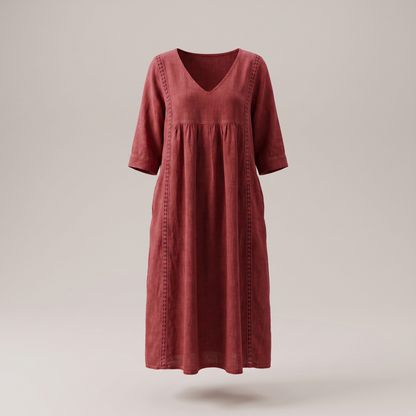 Daisy Lace Trim Dress - Claret