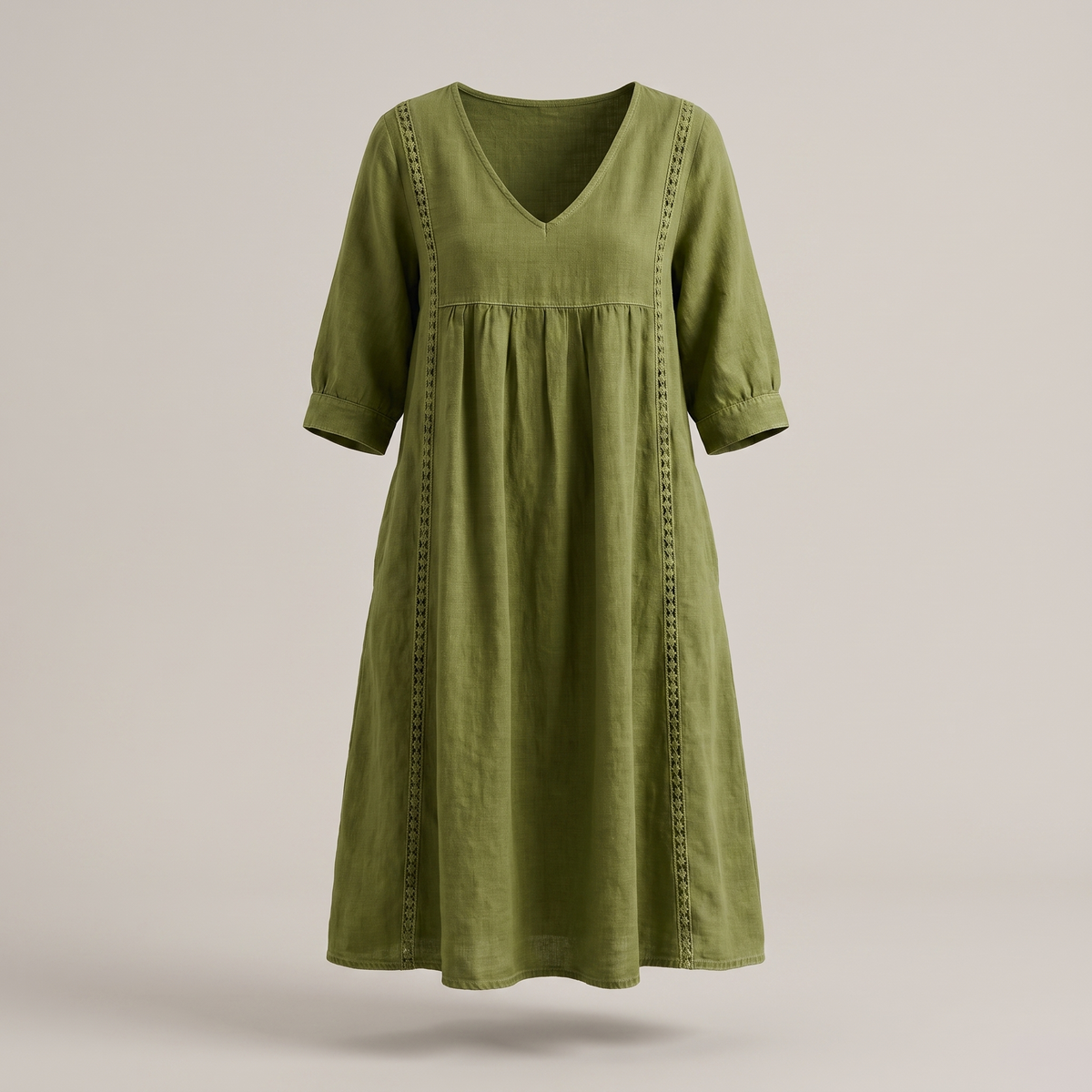Daisy Lace Trim Dress - Green