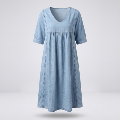 Daisy Lace Trim Dress - Light Blue