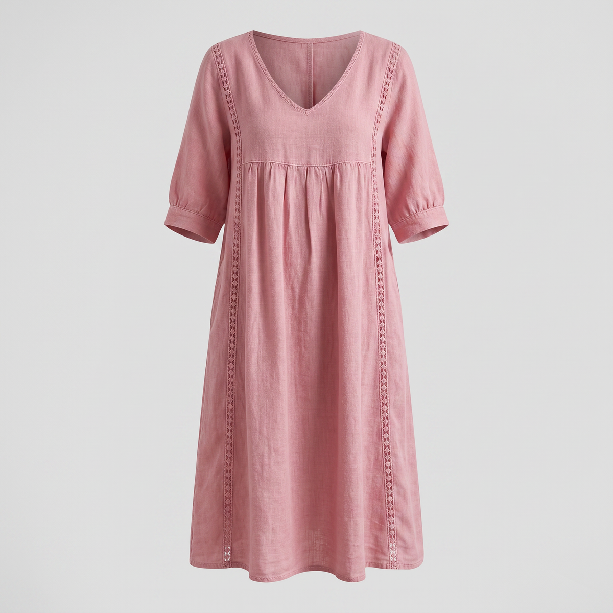 Daisy Lace Trim Dress - Pink