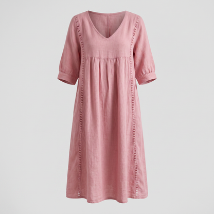 Daisy Lace Trim Dress - Pink