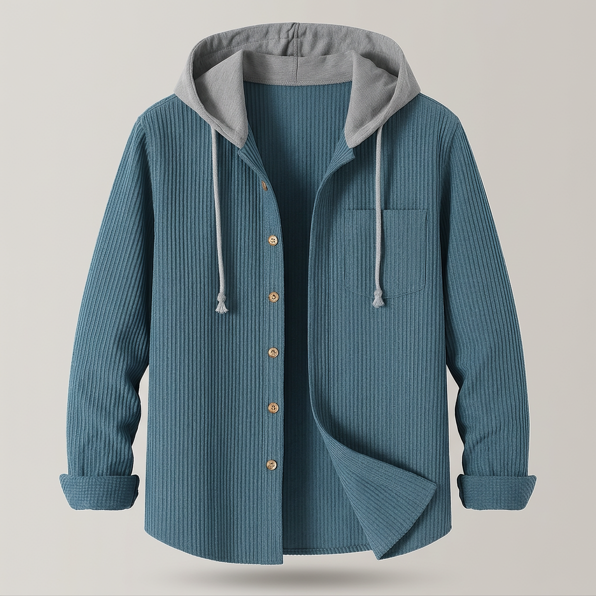 Dante Corduroy Hoodie - Coastal Blue