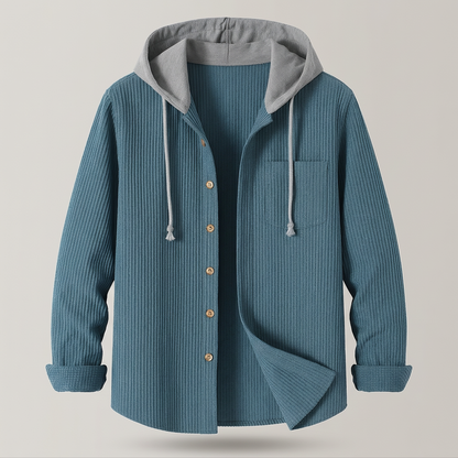 Dante Corduroy Hoodie - Coastal Blue