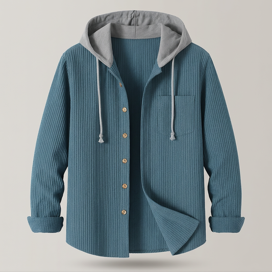 Dante Corduroy Hoodie - Coastal Blue