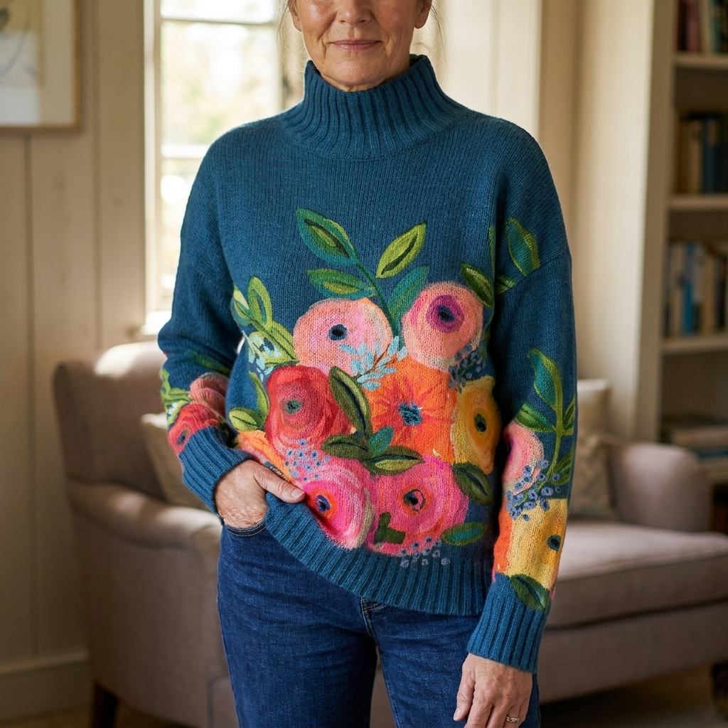 Daphne Floral Turtleneck Jumper - Print