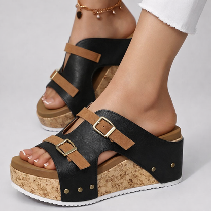 Darcy Summer Platform Sandals - Black