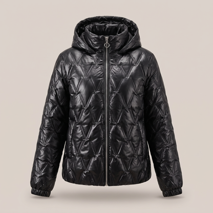 Diamond Patch Hooded Jacket - Black