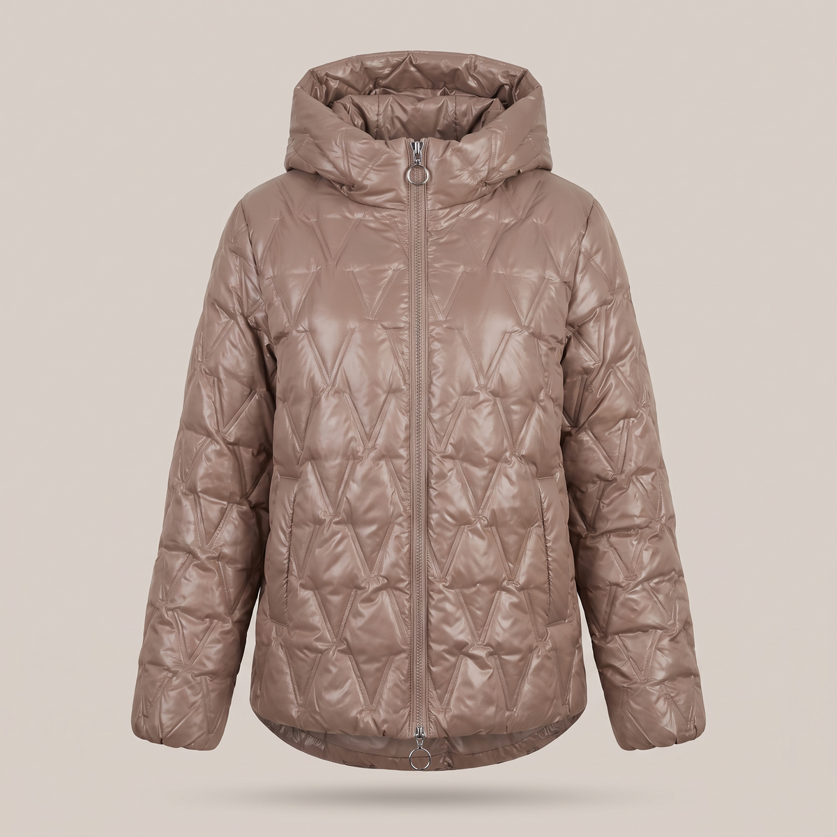 Diamond Patch Hooded Jacket - Brown