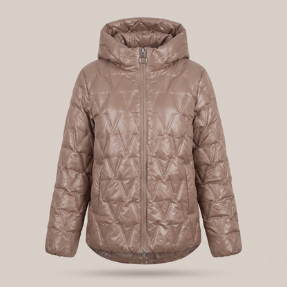 Diamond Patch Hooded Jacket - Brown