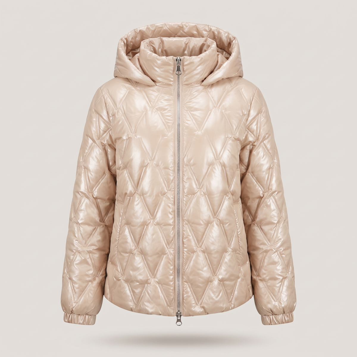 Diamond Patch Hooded Jacket - Khaki