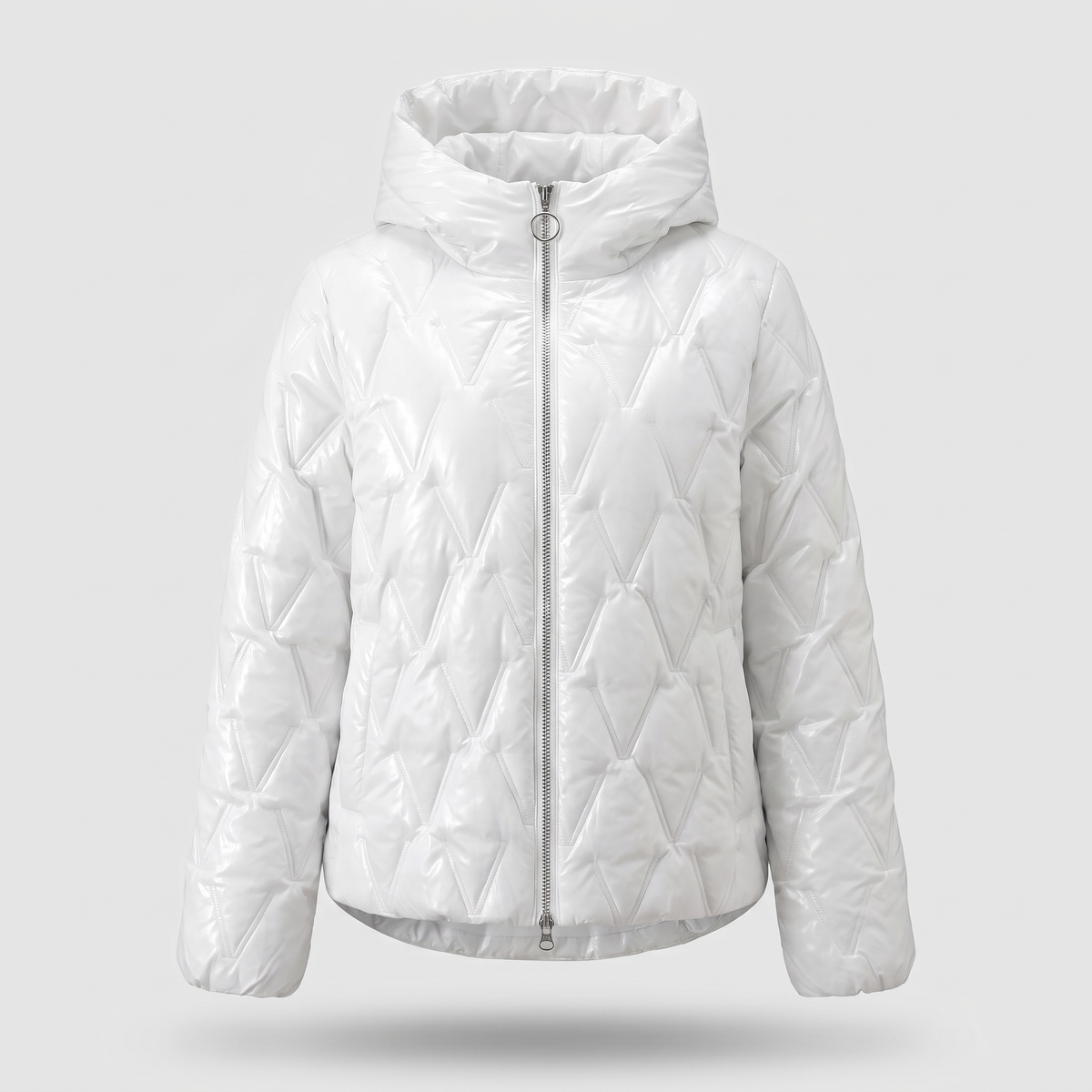 Diamond Patch Hooded Jacket - White