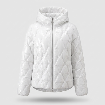 Diamond Patch Hooded Jacket - White