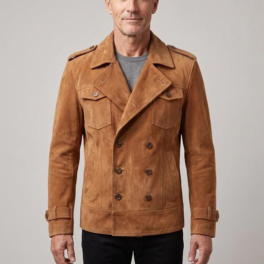 Double Breasted Suede-Look Jacket