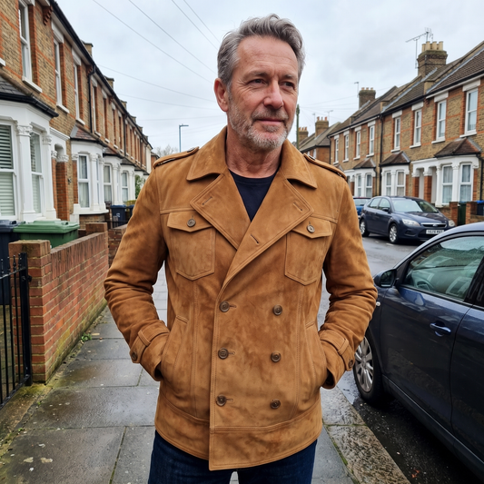 Double Breasted Suede-Look Jacket
