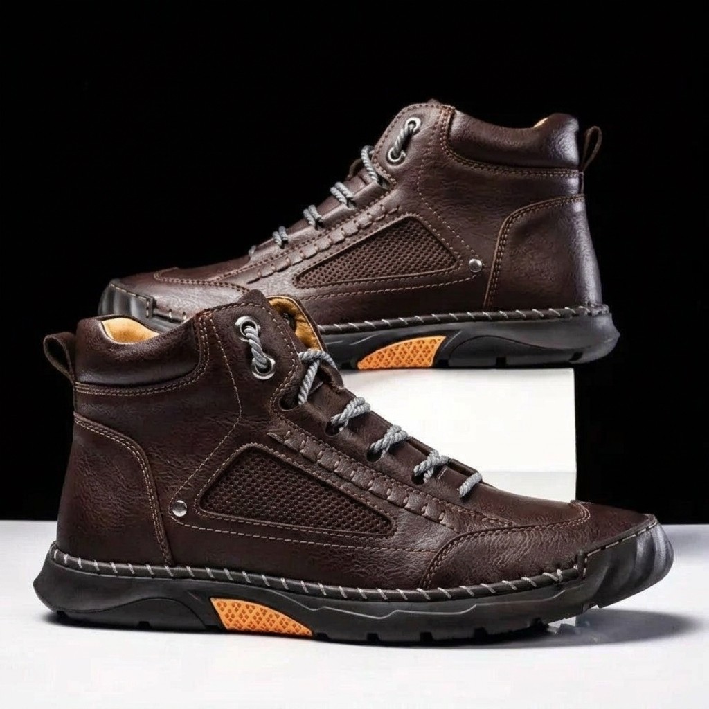 Draxford Rugged High-Top Boots - Brown