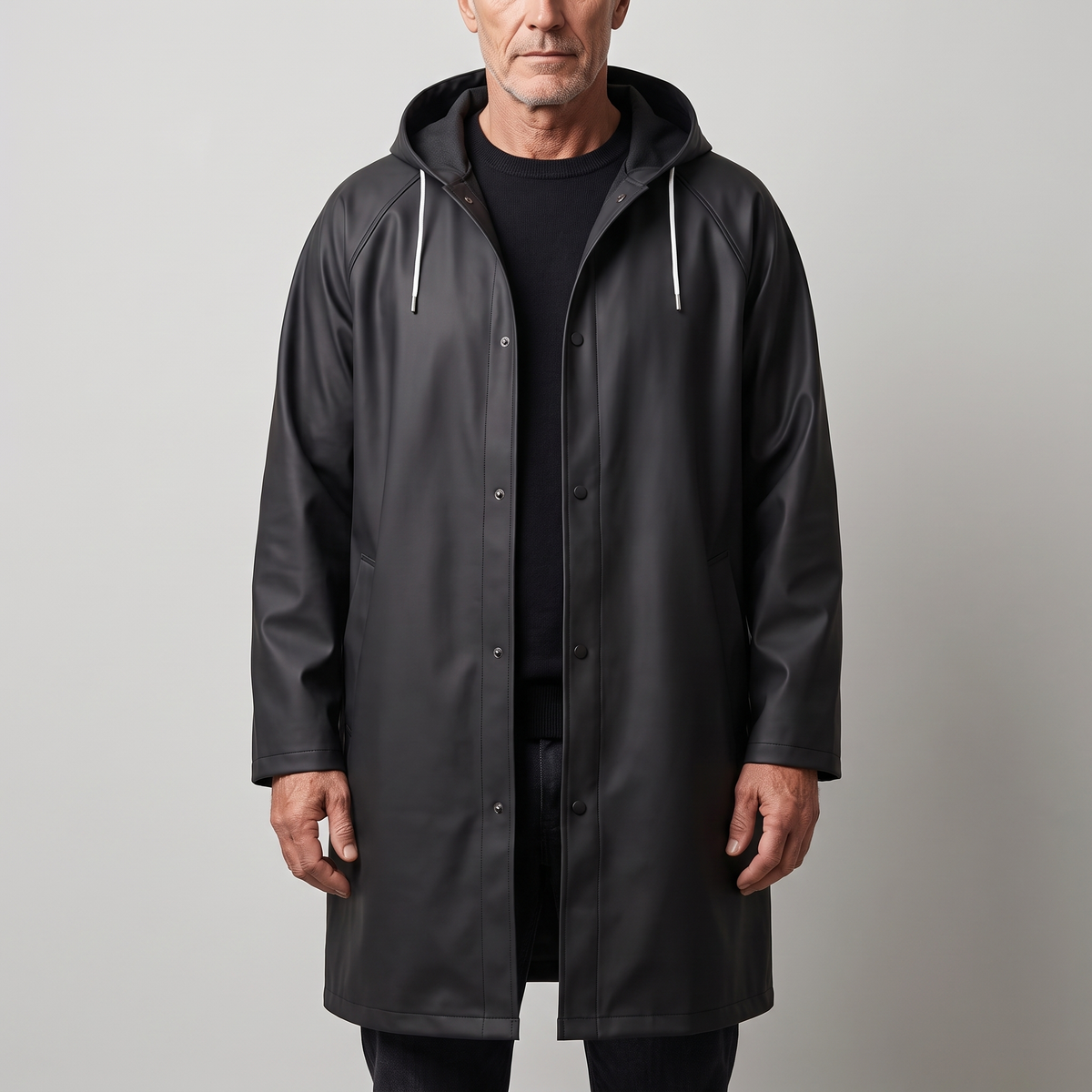 Dryguard Long Hooded Raincoat - Black