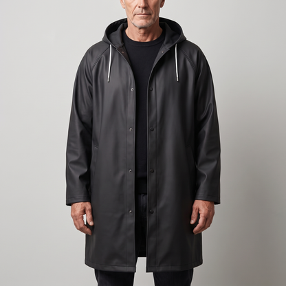 Dryguard Long Hooded Raincoat - Black