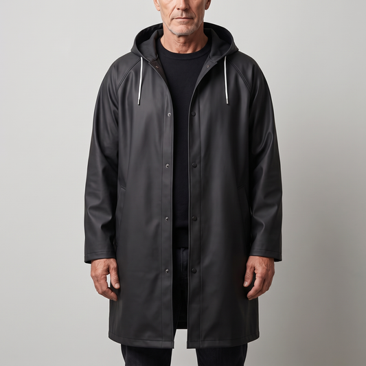 Dryguard Long Hooded Raincoat - Black