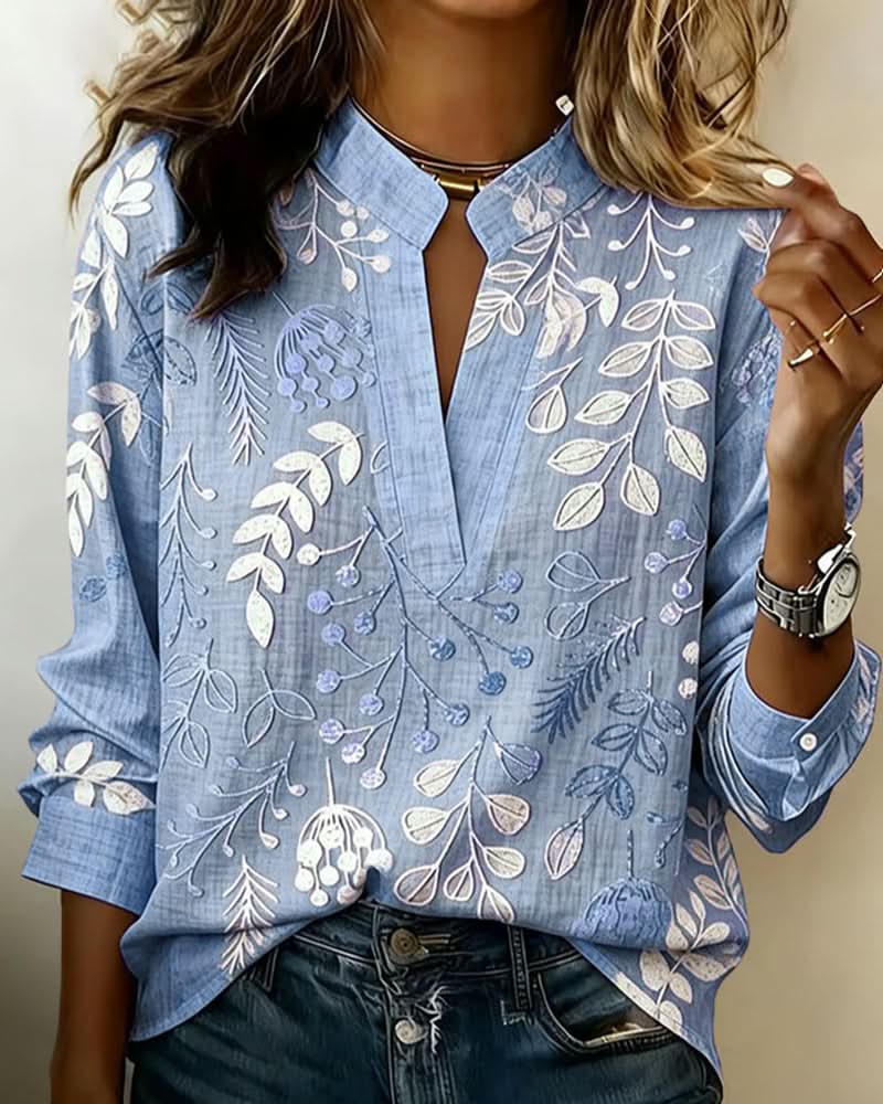 Eden Chic High-Neck Blouse - Blue