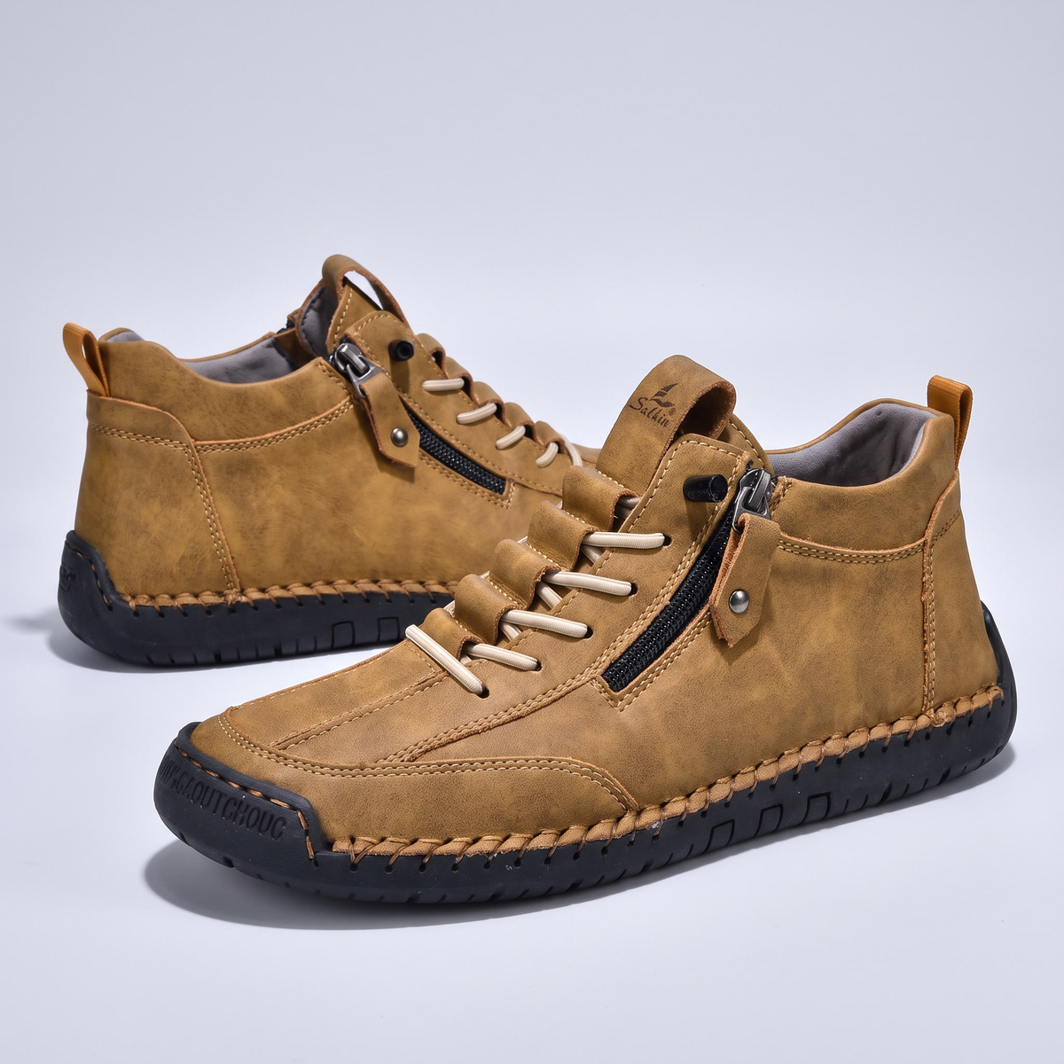 Edward Smart Leather-Look Shoes - Camel