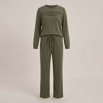 Effortless Crew Neck Trouser Set - Green