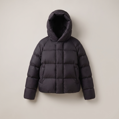 Elara Hooded Padded Coat - Black