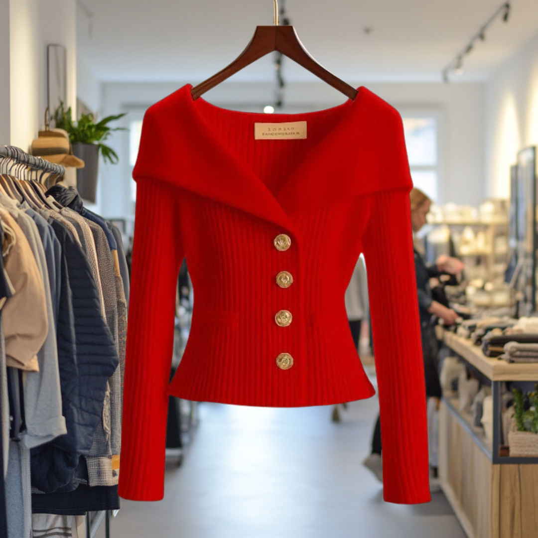 Elara Knit Cardigan - Red