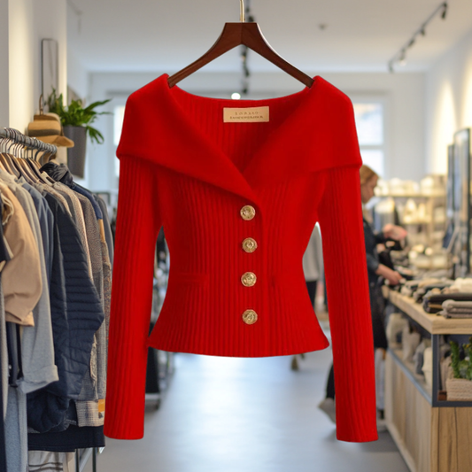Elara Knit Cardigan - Red