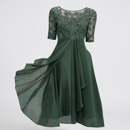 Elara Soft Flow Chiffon Dress - Green