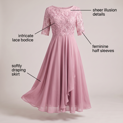 Elara Soft Flow Chiffon Dress - Pink