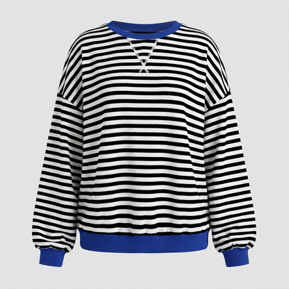 Elara Striped Pullover - Black