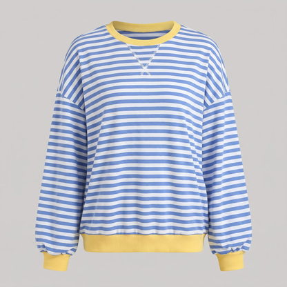 Elara Striped Pullover - Light Blue