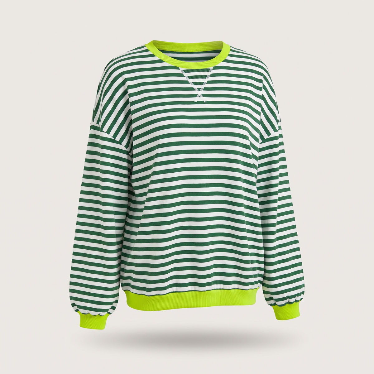 Elara Striped Pullover - Lime