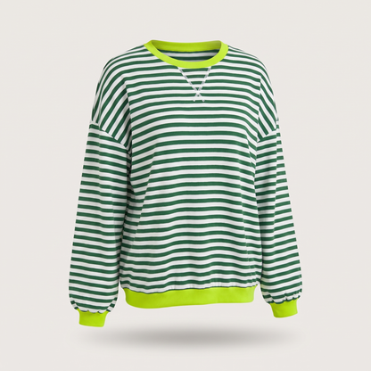 Elara Striped Pullover - Lime