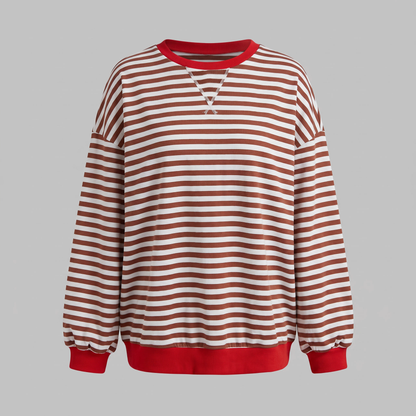 Elara Striped Pullover - Red