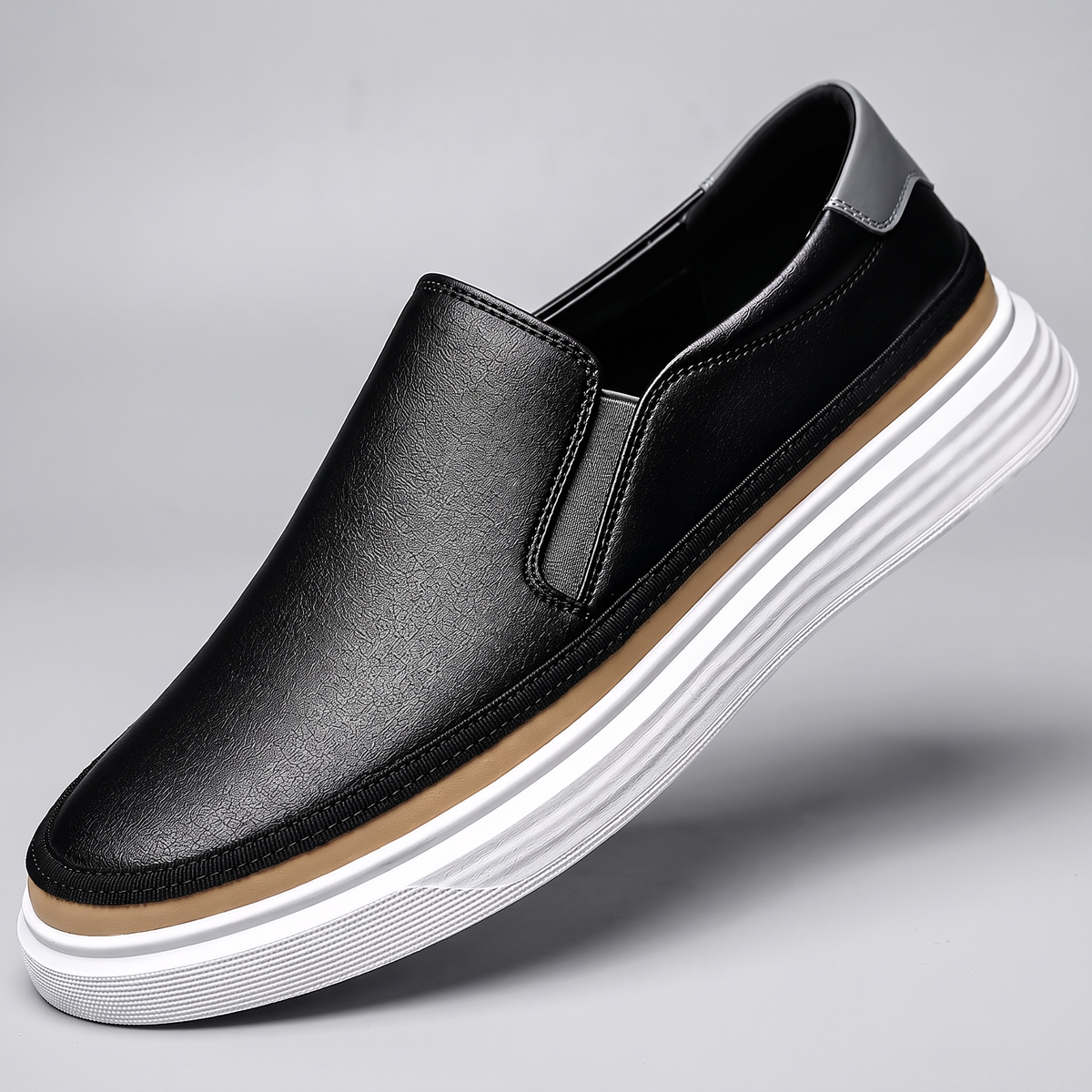 Elastic Side Comfort Trainers - Black
