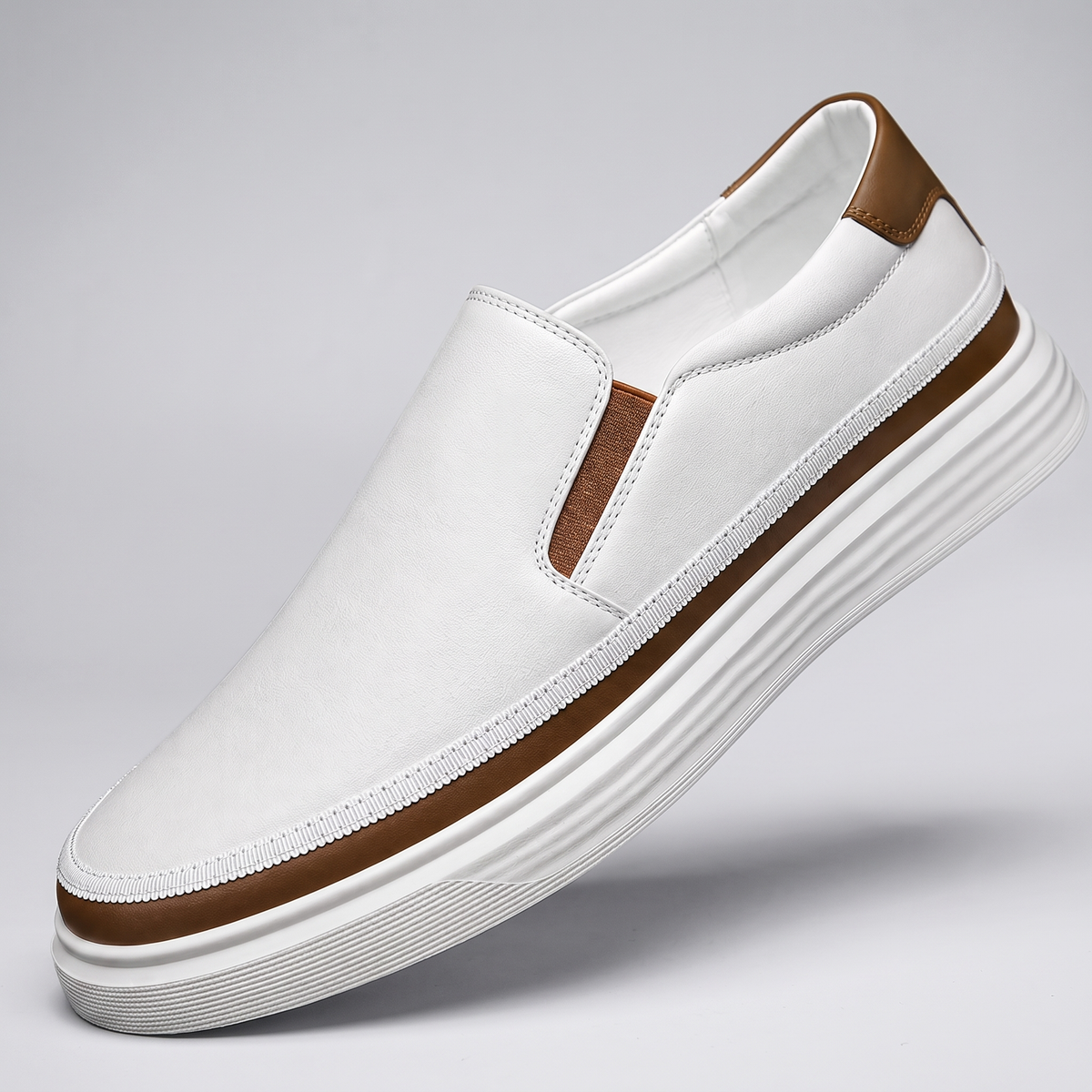 Elastic Side Comfort Trainers - White