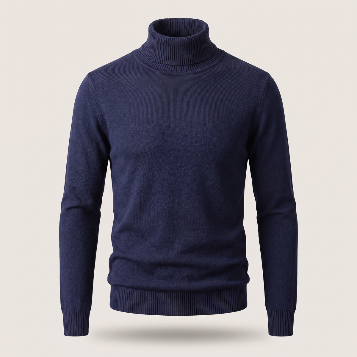 Elegant Roll Neck Knit - Navy Blue