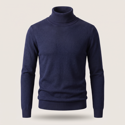 Elegant Roll Neck Knit - Navy Blue
