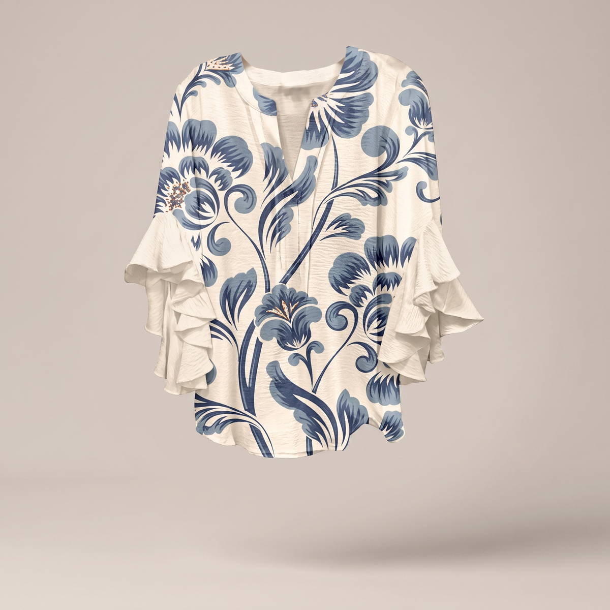 Elenora Whisper Ruffle Blouse - Beige