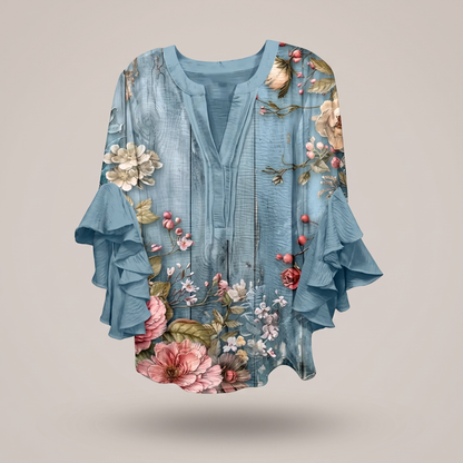 Elenora Whisper Ruffle Blouse - Blue