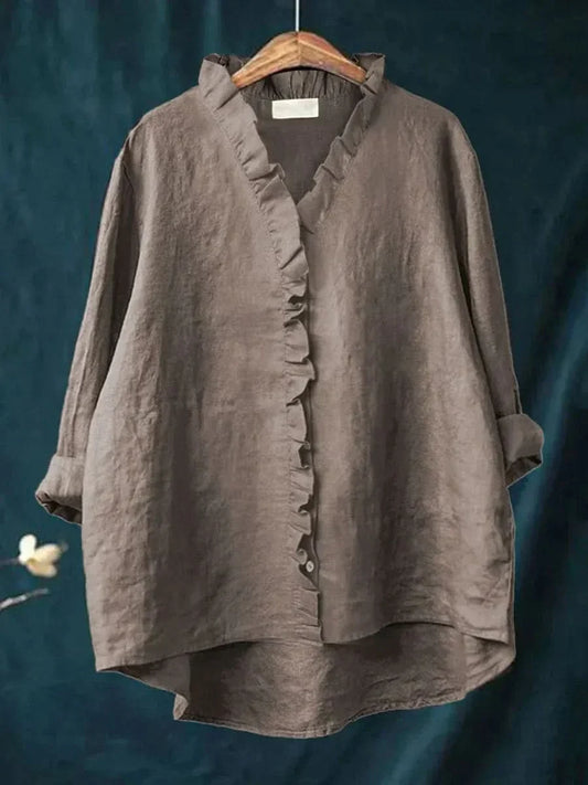 Eline Linen Blouse - Dark Grey